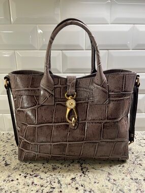 Dooney & Bourke Florentine Large Amelie Crocodile Embossed Gray Tote EUC